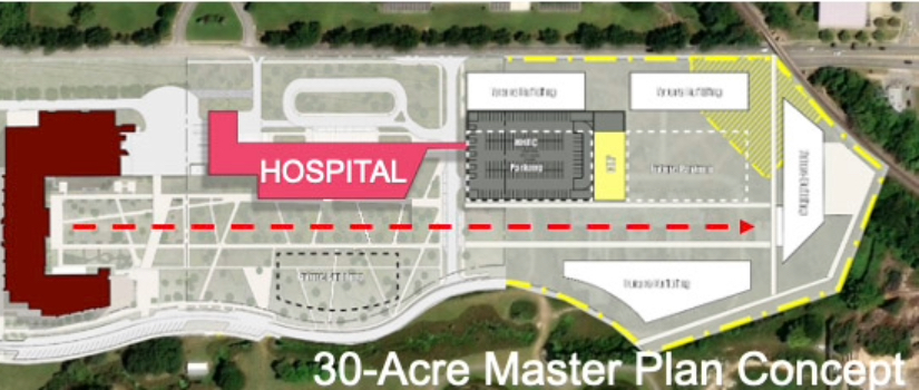 Map of where the Neurological Hospital is planned to be constructed.