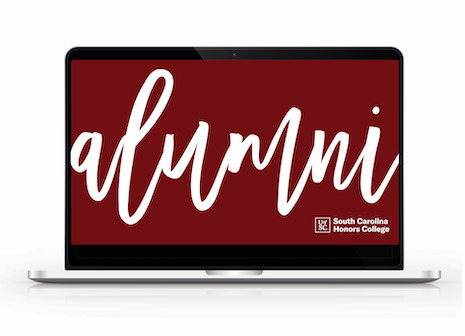 Alumni background on laptop