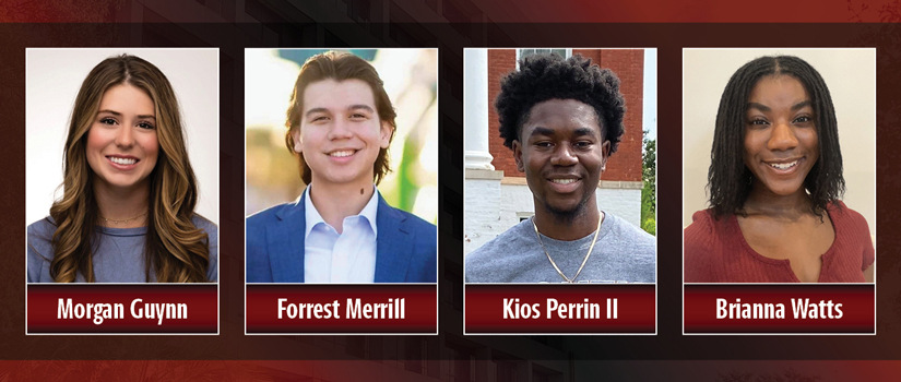 Graphic with headshots of Morgan Guynn, Forrest Merrill, Kios Perrin II and Brianna Watts