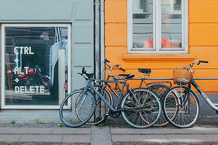 Bicycles on a street in Denmark