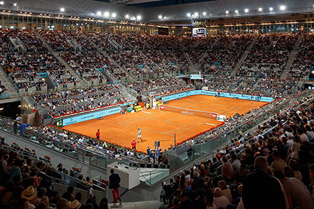 A tennis stadium court in Madrid, Spain