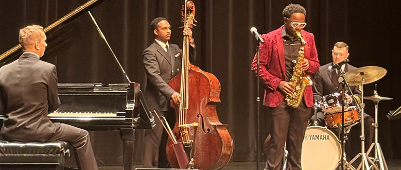 Harrison Chandler (on saxophone) performs at 2026 US Navy Band International Saxophone Symposium Jazz Competition