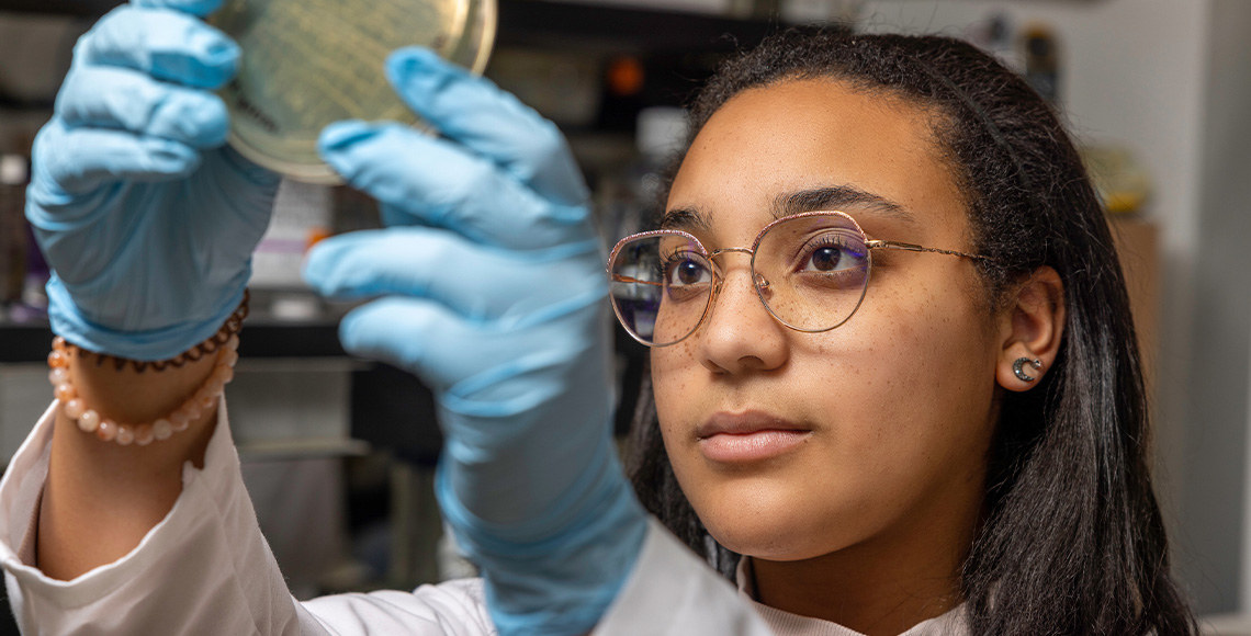 Student in research lab