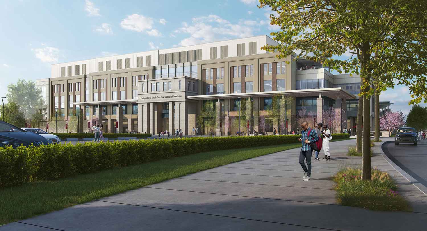 A rendering of the new School of Medicine Columbia education and research facility